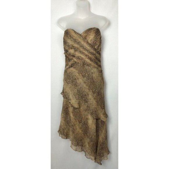 Vintage Chetta B Leopard Print Layered Silk Dress L - Picture 3 of 12